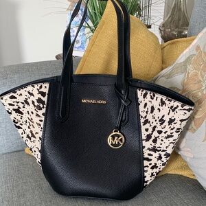 Michael Kors Black and Cream Patterned Tote